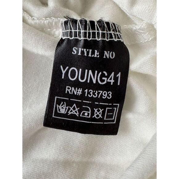 POL Women's White 3/4 Sleeve Blouse Lace Hem Scoop Neck Size M NWOT - Picture 7 of 7